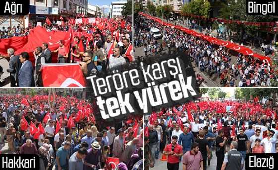 Doğu illerinde teröre tepki yürüyüşleri